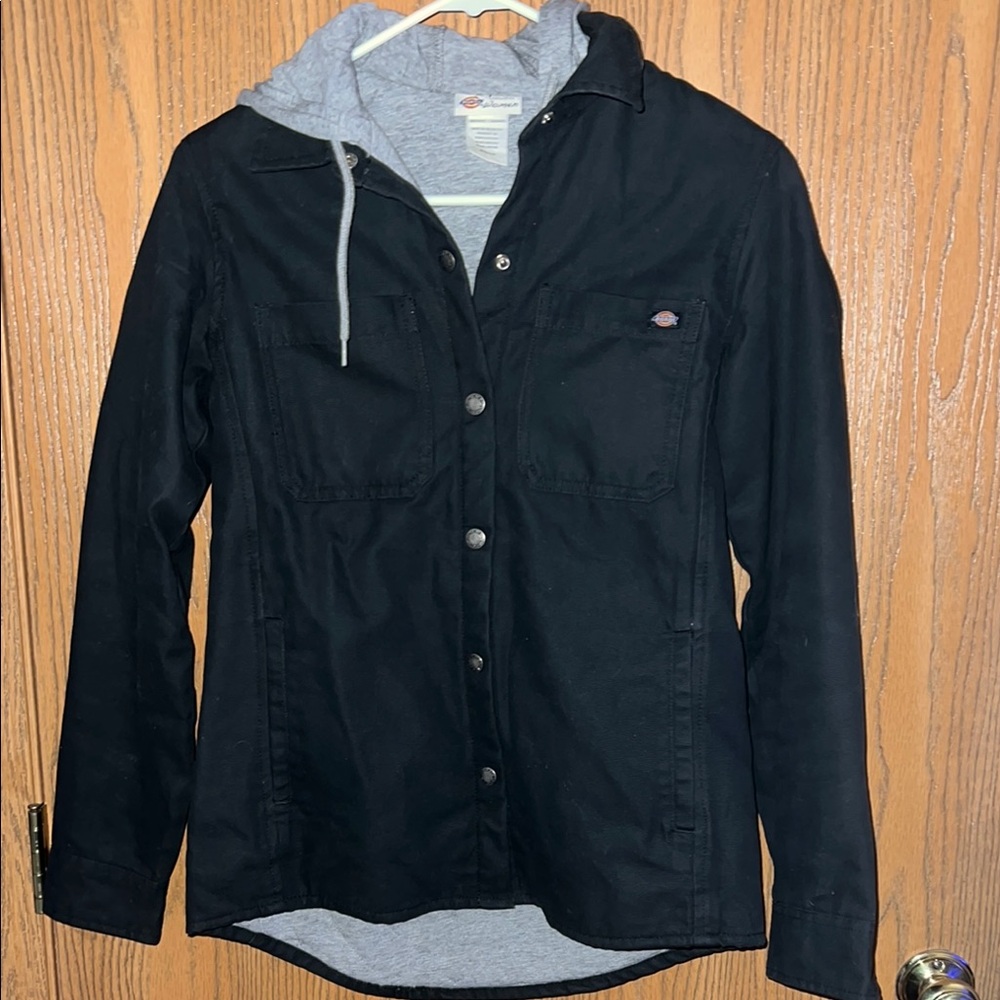 Dickies Women's Black Jacket with Gray Hood